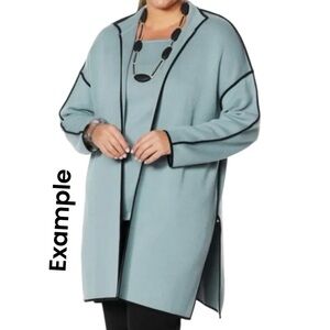 MarlaWynne Tipped Knit Topper Black & White Piping Long Sweater Cardigan
